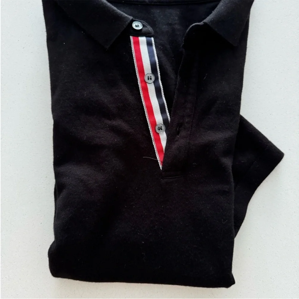 Thom Browne Black and White Polo Shirt - Picture 5 of 7